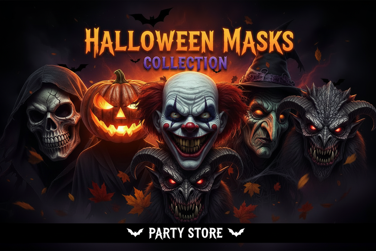 Halloween masks including horror, zombie, skeleton and character masks at Party Spirit