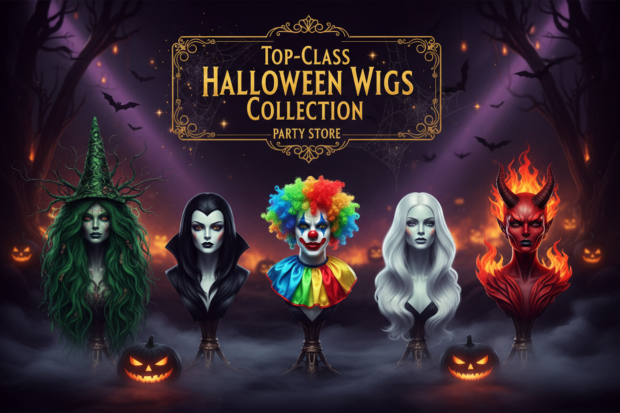 Halloween Wigs including witch, vampire, zombie and character wigs at Party Spirit