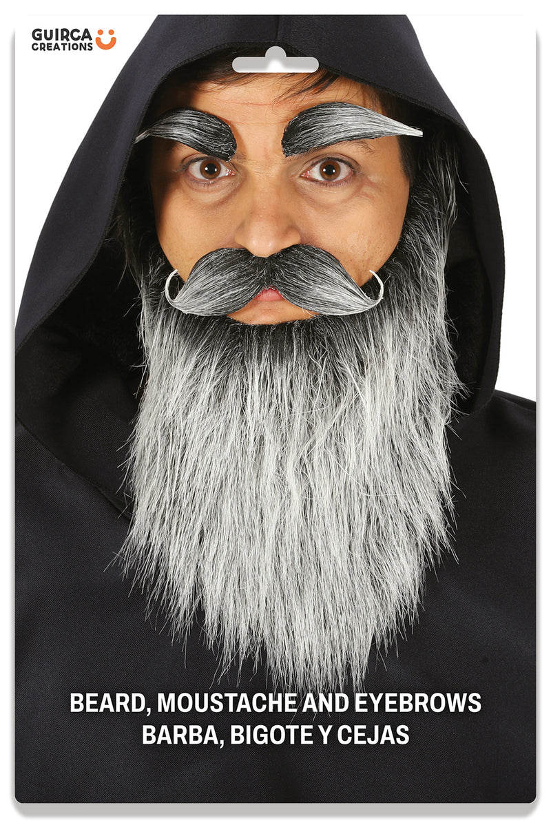 LONG GREY BEARD WITH MOUSTACHE AND EYE-B