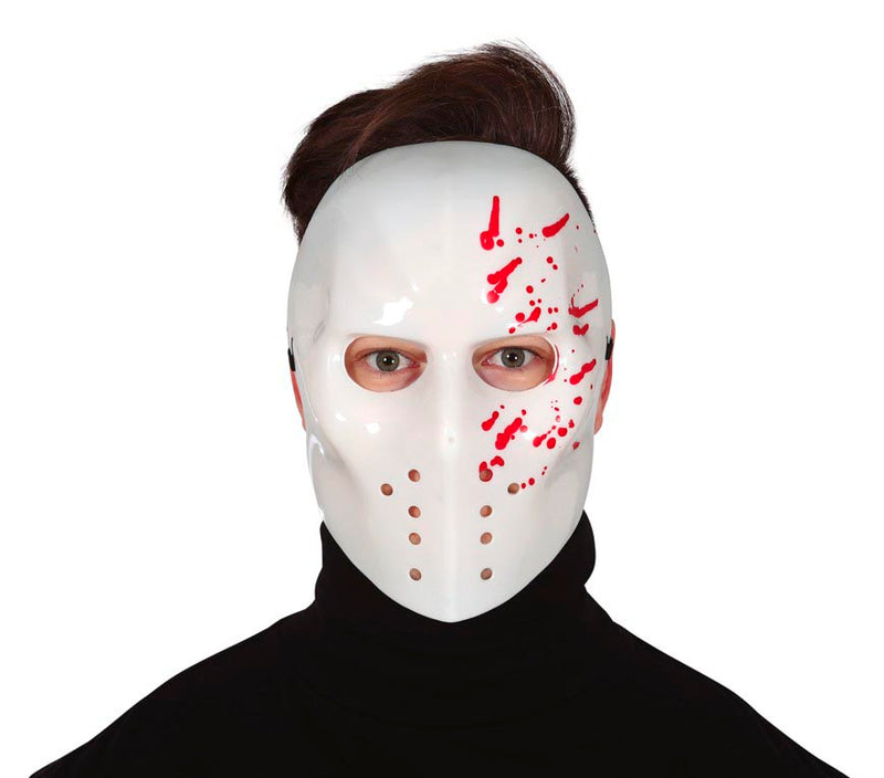 WHITE BLOODY PVC HOCKEY MASK