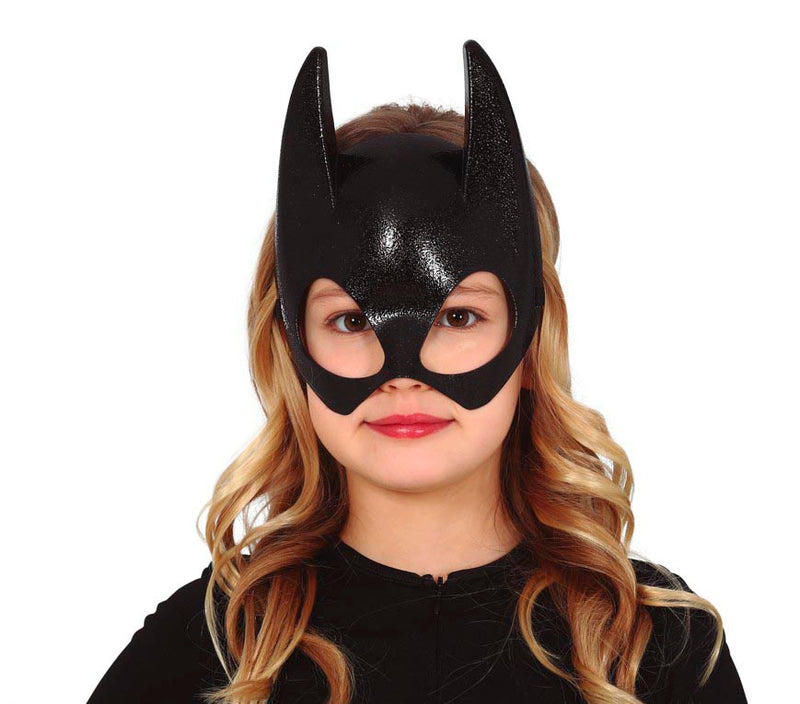 BLACK HALF BAT PVC MASK CHILD SIZE