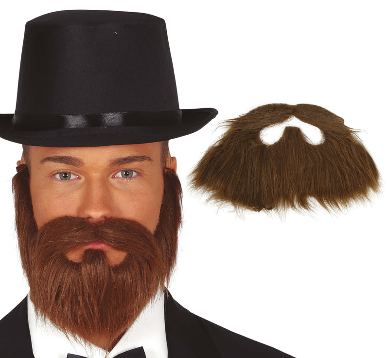 BROWN BEARD AND MOUSTACHE WITH ELASTIC G