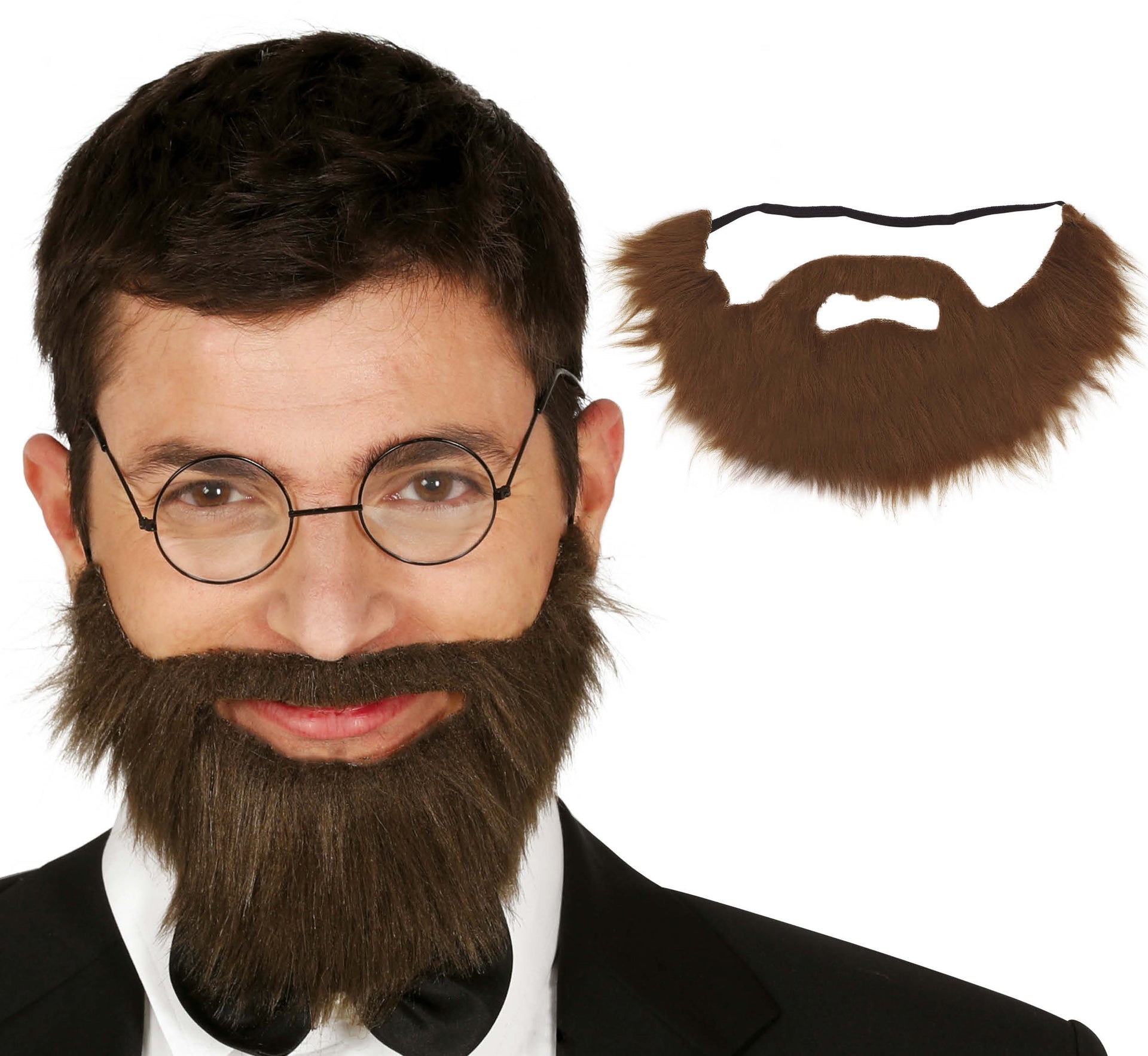 BROWN BEARD AND MOUSTACHE WITH ELASTIC G