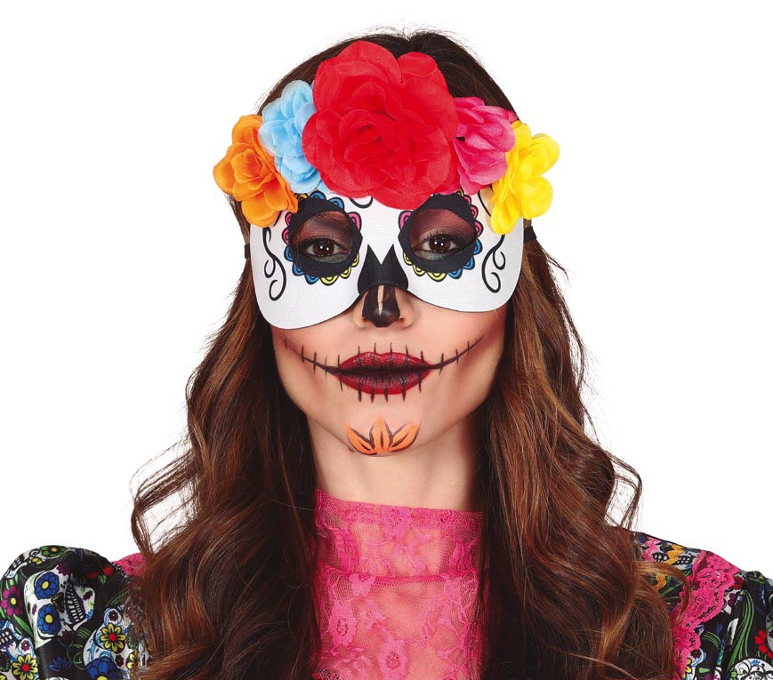 "LA CATRINA" WITH FLOWERS MASK