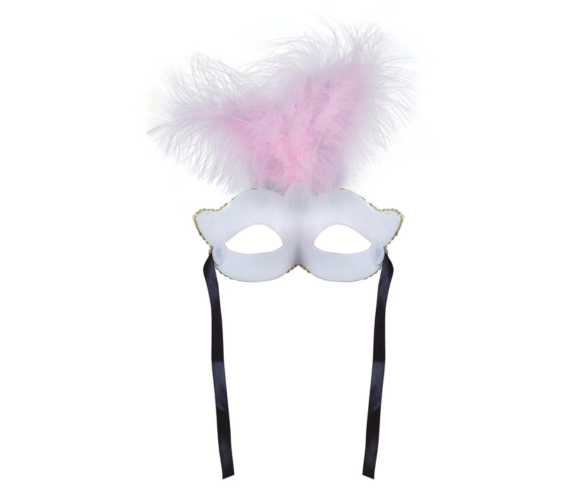 PINK MASK WITH FEATHER