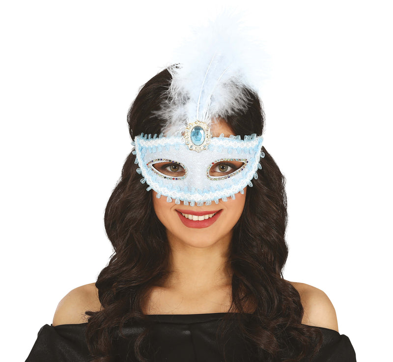BLUE MASK WITH FEATHER