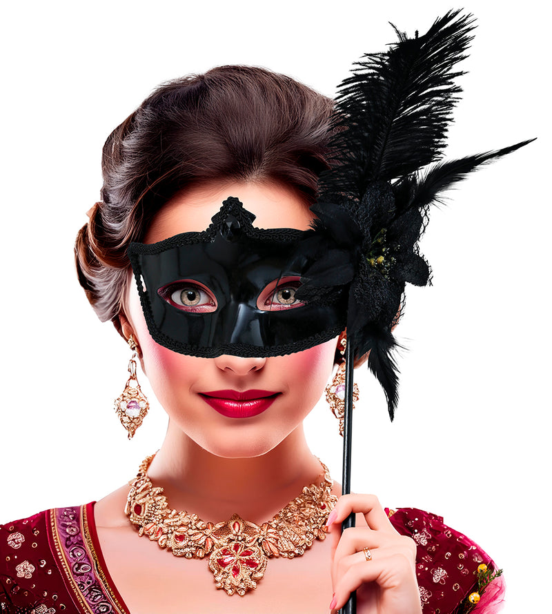 BLACK MASK WITH STICK, ADULT