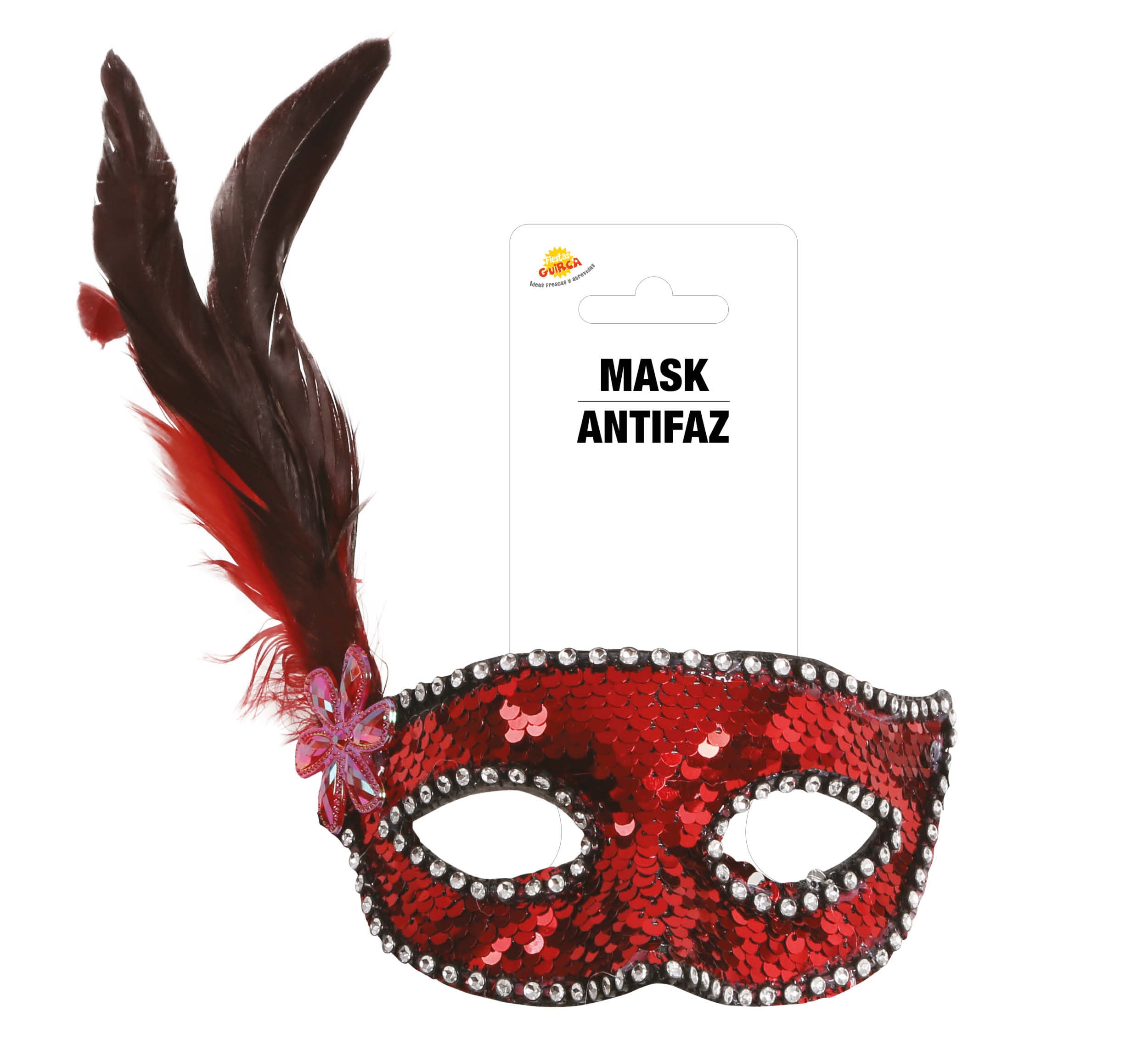 SEQUIN MASK WITH FEATHERS