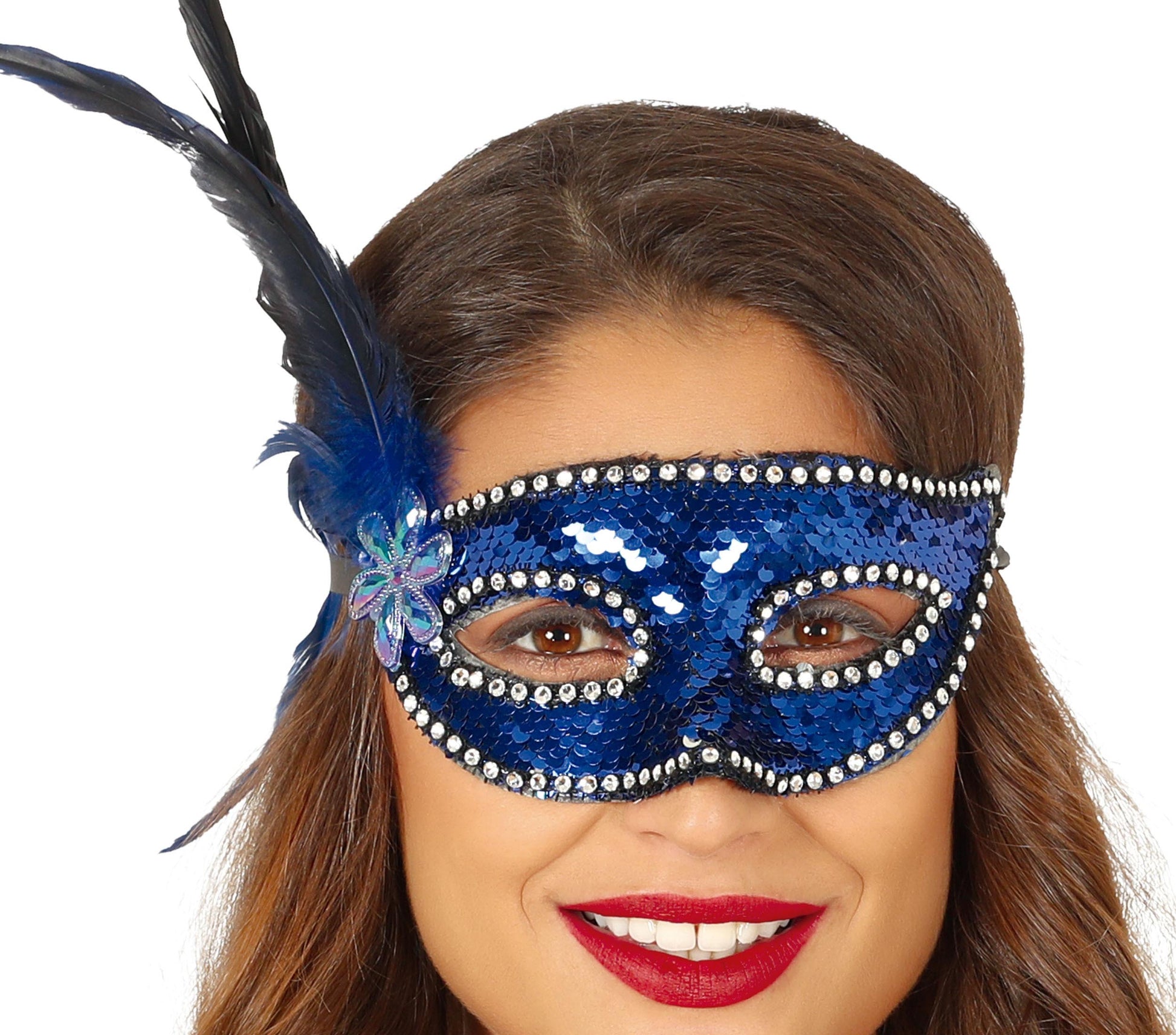 SEQUIN MASK WITH FEATHERS