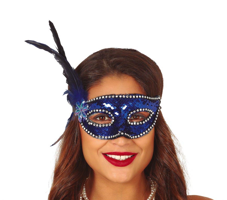 SEQUIN MASK WITH FEATHERS