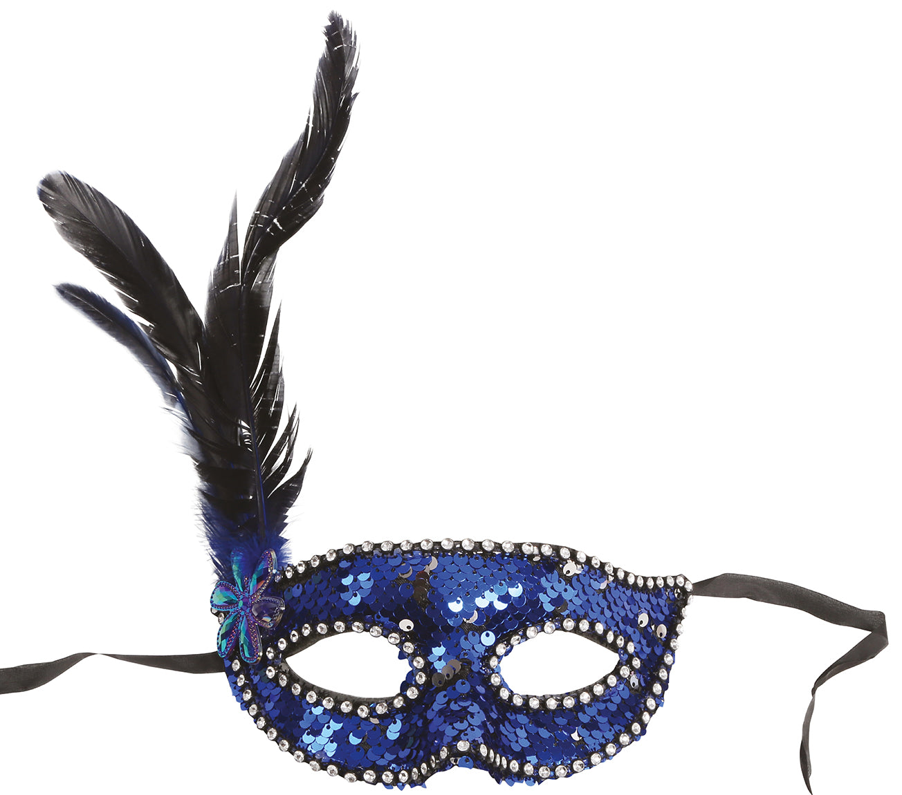 SEQUIN MASK WITH FEATHERS