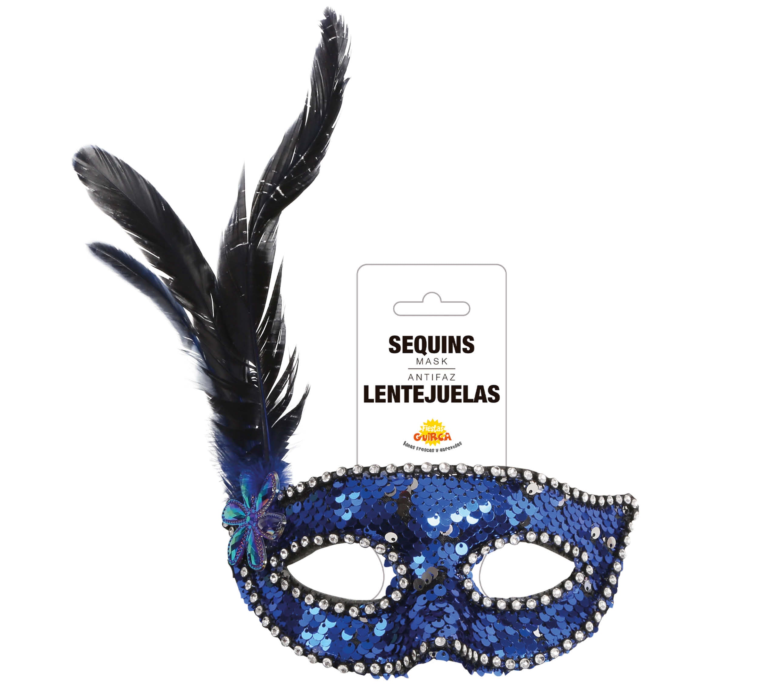 SEQUIN MASK WITH FEATHERS