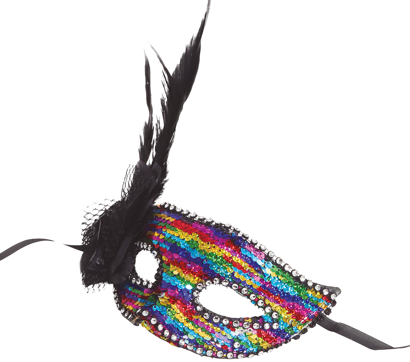 MULTICOLOUR MASK WITH FEATHERS