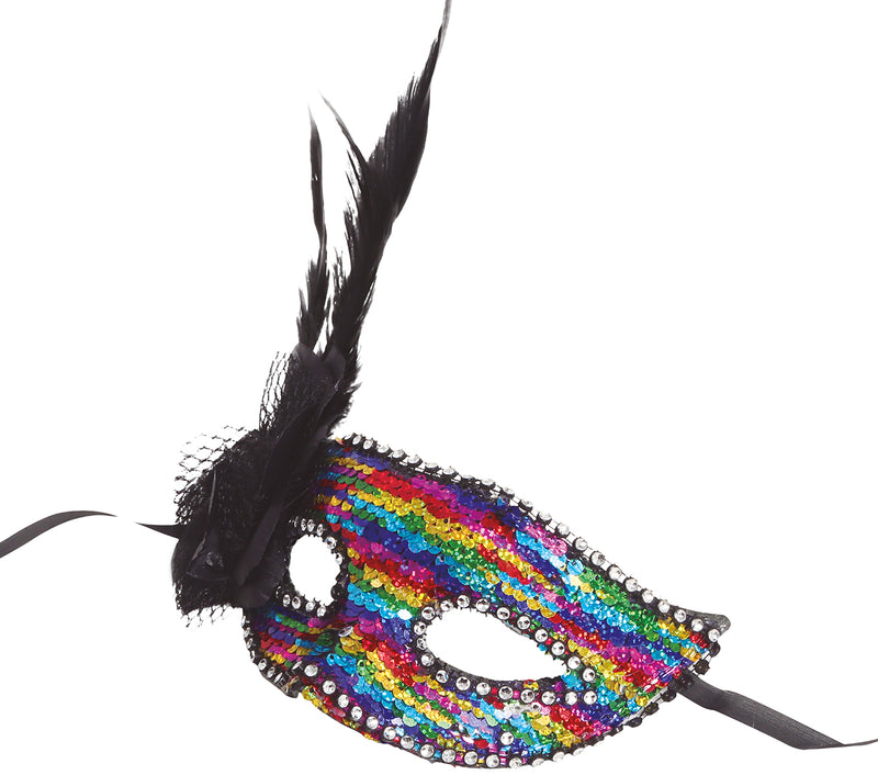 MULTICOLOUR MASK WITH FEATHERS