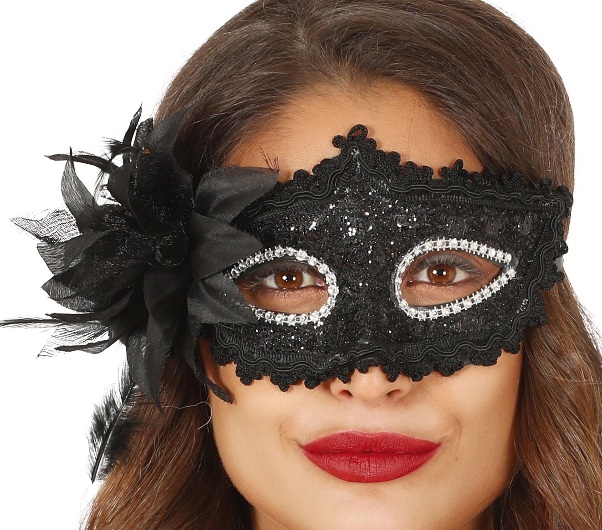 BLACK MASK WITH FLOWERS