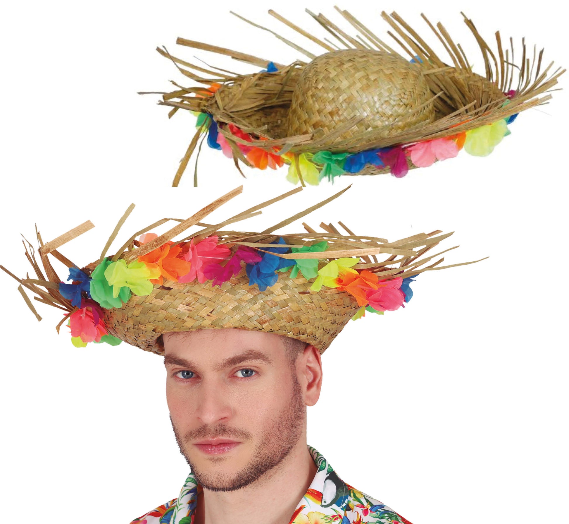 STRAW HAT WITH FLOWERS