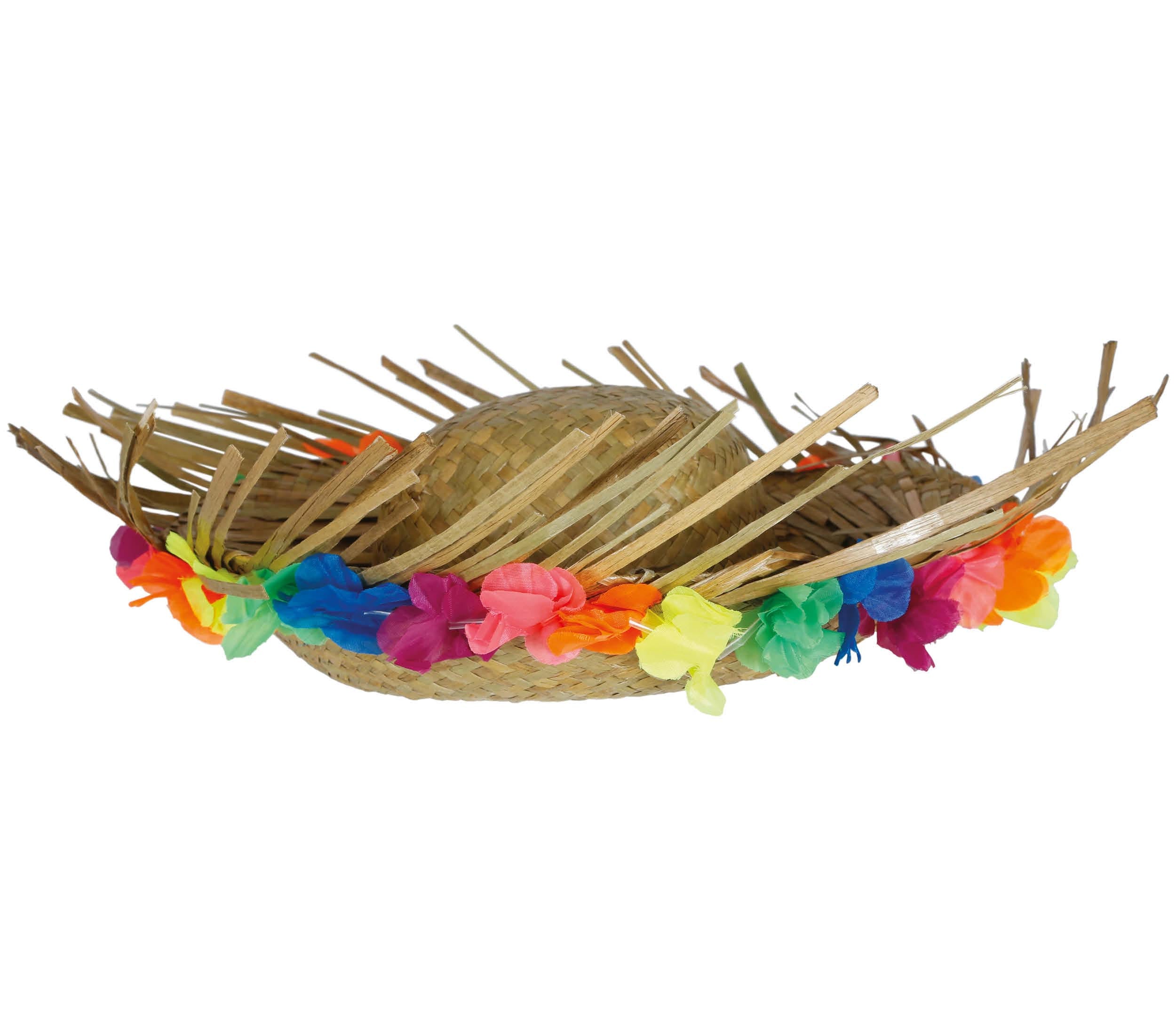 STRAW HAT WITH FLOWERS