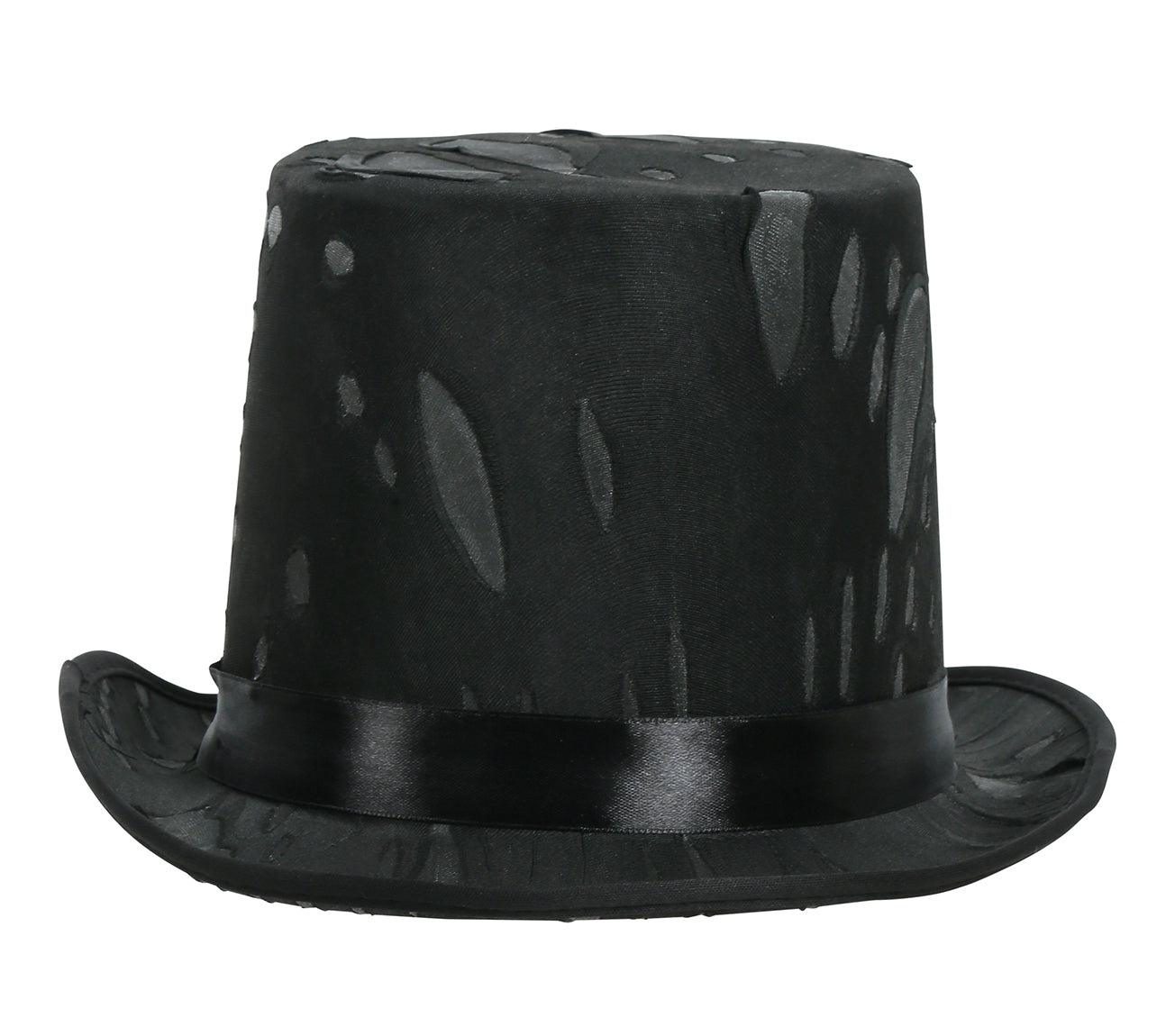 BLACK TOP HAT WITH FELT SPIDERWEBS