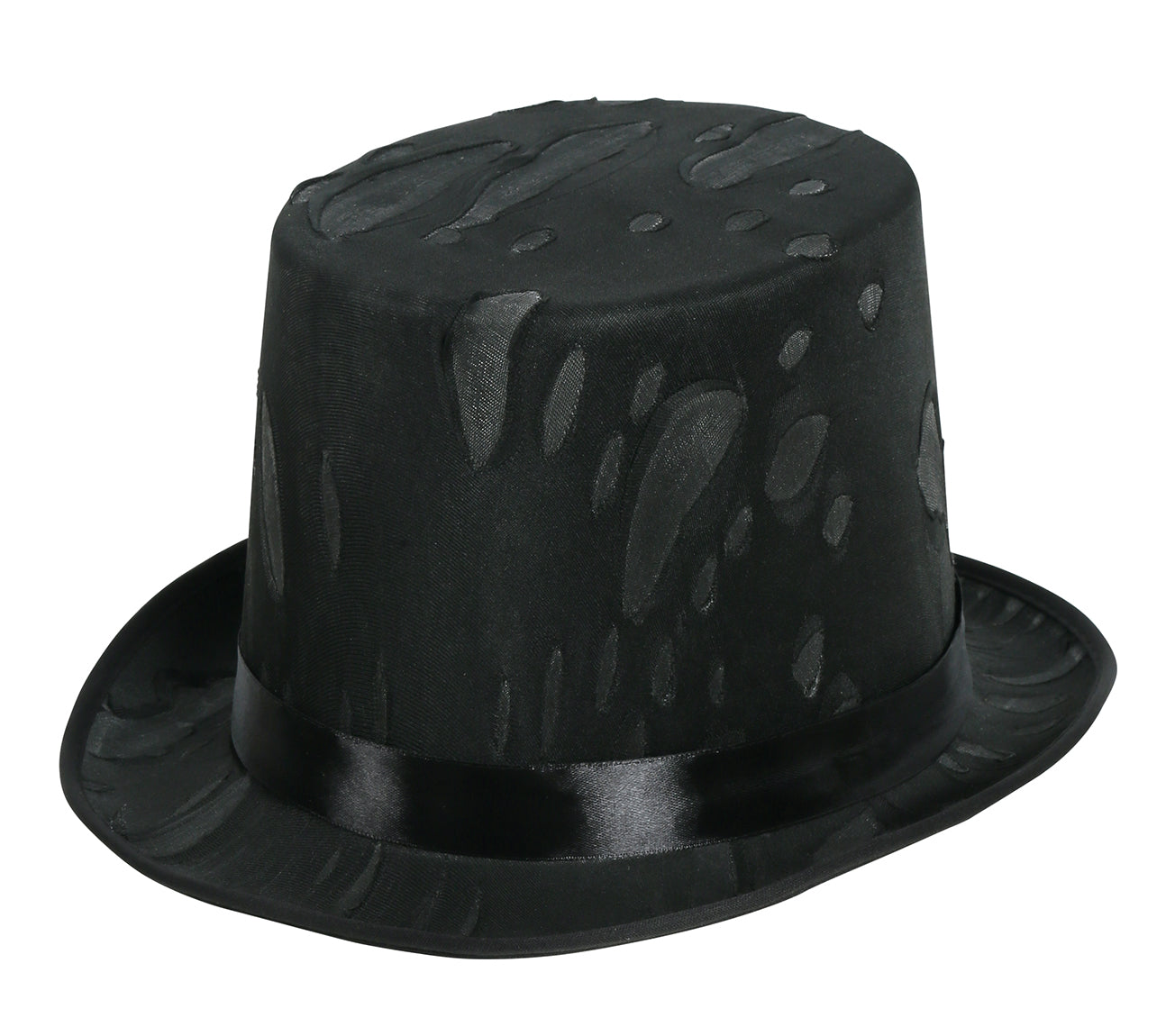 BLACK TOP HAT WITH FELT SPIDERWEBS