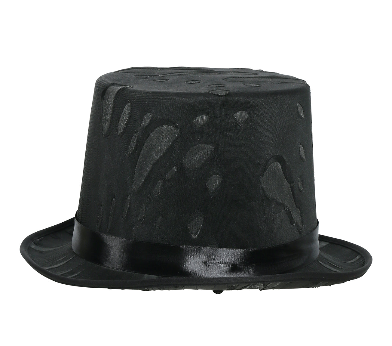 BLACK TOP HAT WITH FELT SPIDERWEBS