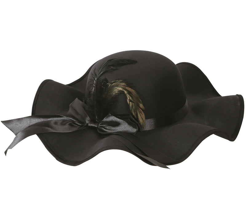 CHIC BLACK LADIES HAT WITH FEATHER