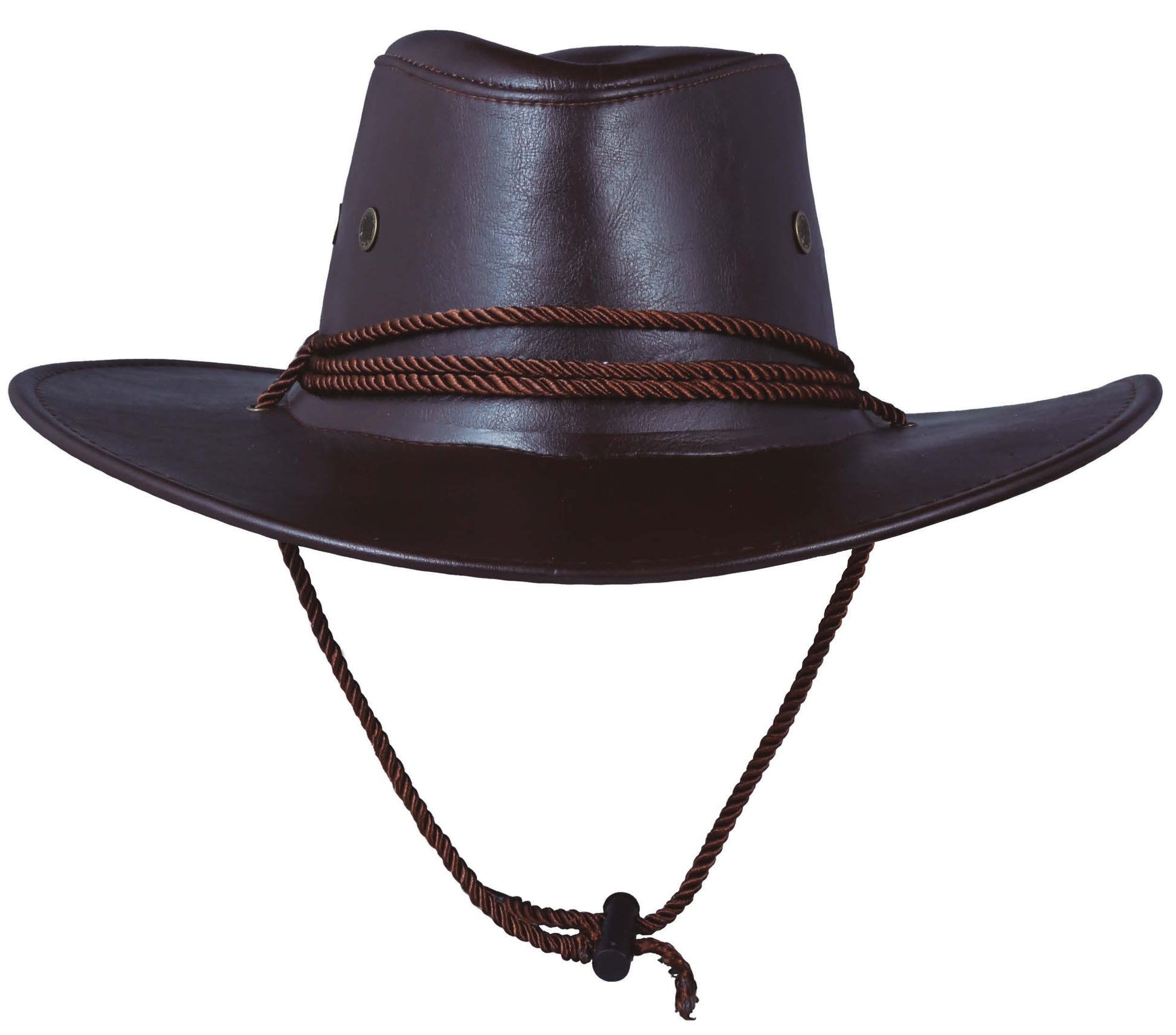 BROWN COWBOY HAT LEATHER-LOOK
