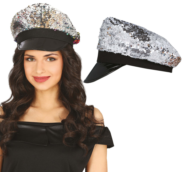 SILVER SEQUIN CAP