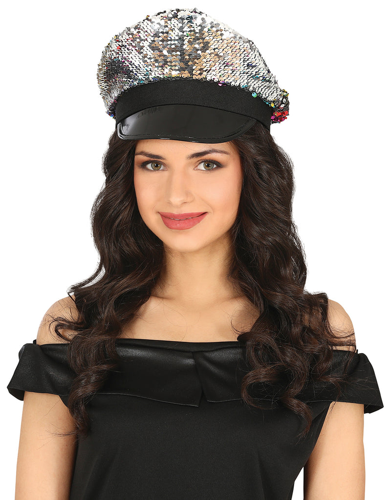 SILVER SEQUIN CAP