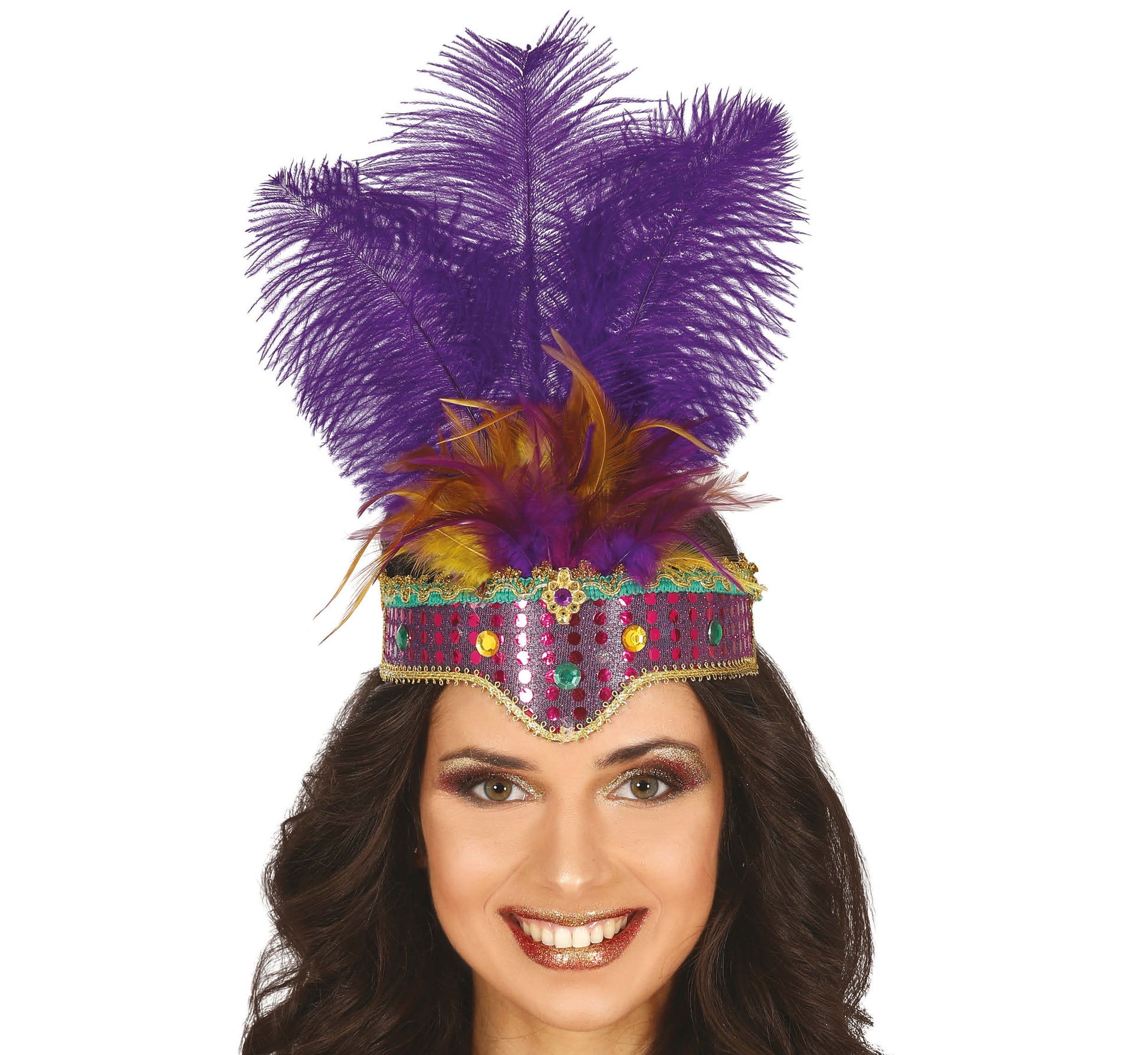 HEADBAND WITH PURPLE FEATHERS