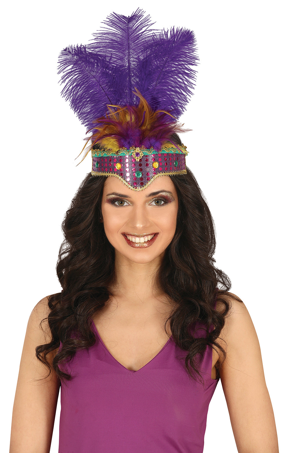 HEADBAND WITH PURPLE FEATHERS