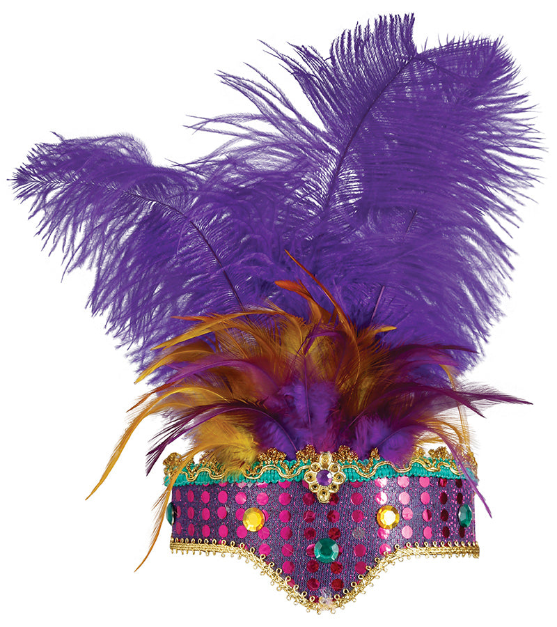 HEADBAND WITH PURPLE FEATHERS