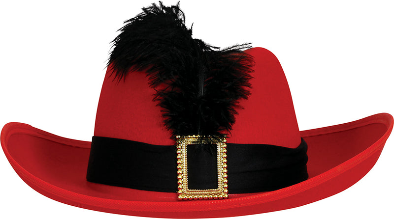 CHILDREN'S RED FELT MUSKETEER HAT