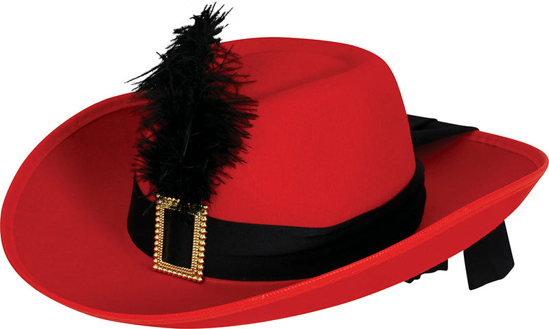 CHILDREN'S RED FELT MUSKETEER HAT