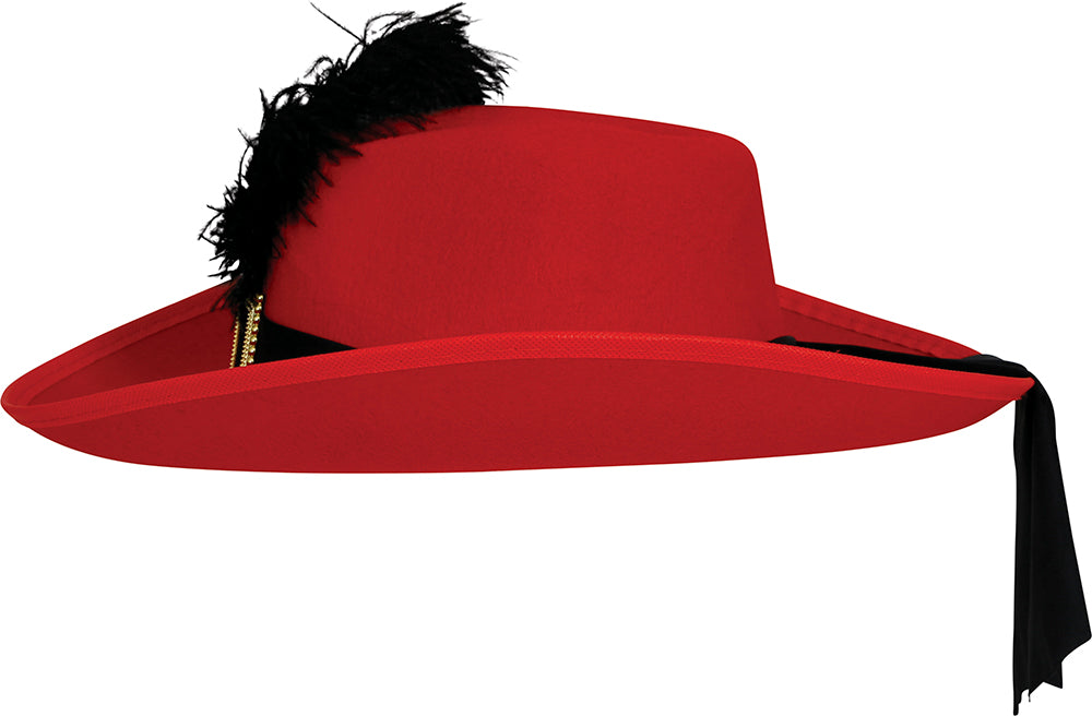 CHILDREN'S RED FELT MUSKETEER HAT