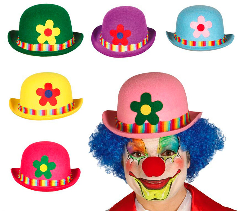 ASSORTED CLOWN FELT BOWLER HATS