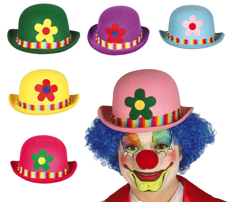 ASSORTED CLOWN FELT BOWLER HATS