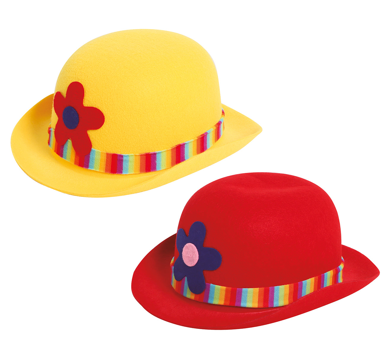 ASSORTED CLOWN FELT BOWLER HATS