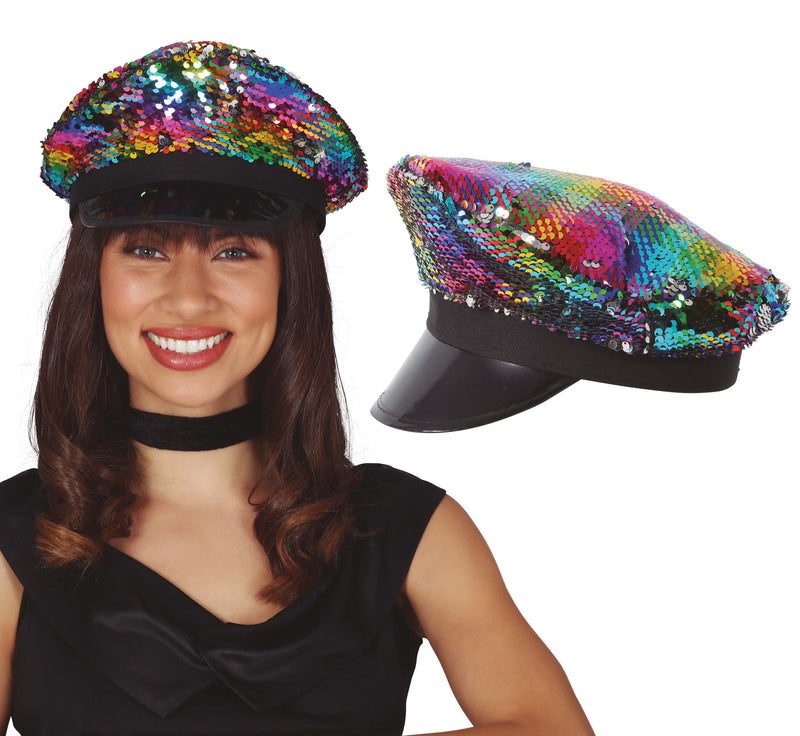 MULTICOLOR SEQUIN POLICE HAT