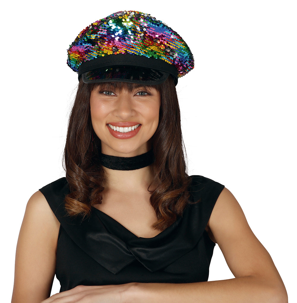 MULTICOLOR SEQUIN POLICE HAT