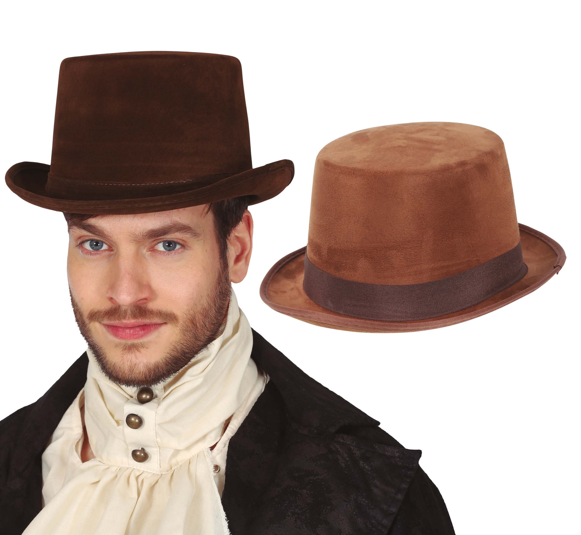 BROWN FELT HAT WITH ELASTIC
