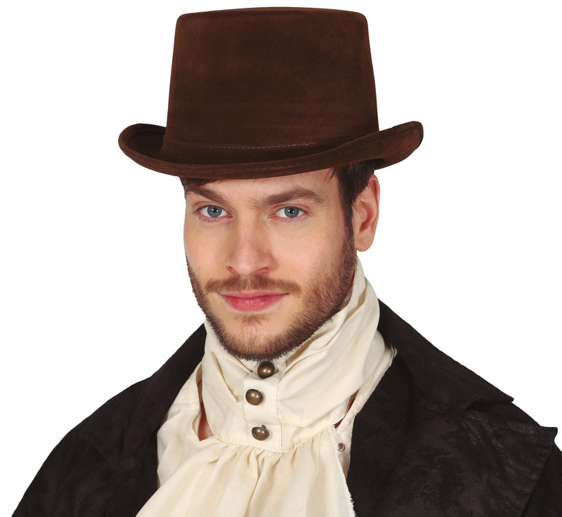 BROWN FELT HAT WITH ELASTIC