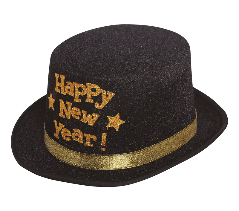 BLACK "HAPPY NEW YEAR" TOP HAT