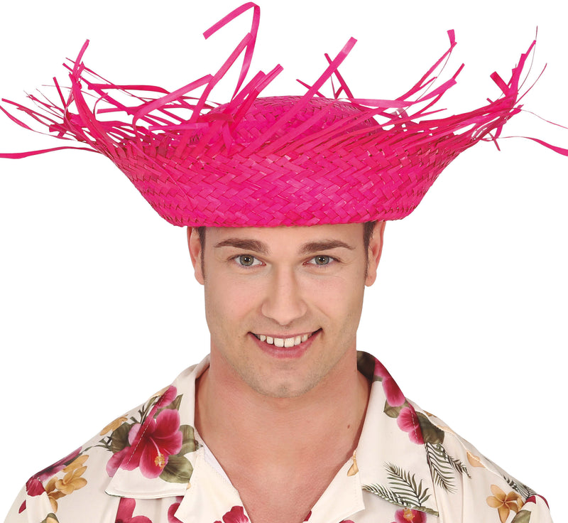 HAT SCARECROW PINK STRAW
