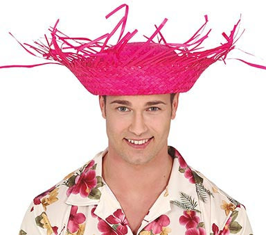 HAT SCARECROW PINK STRAW