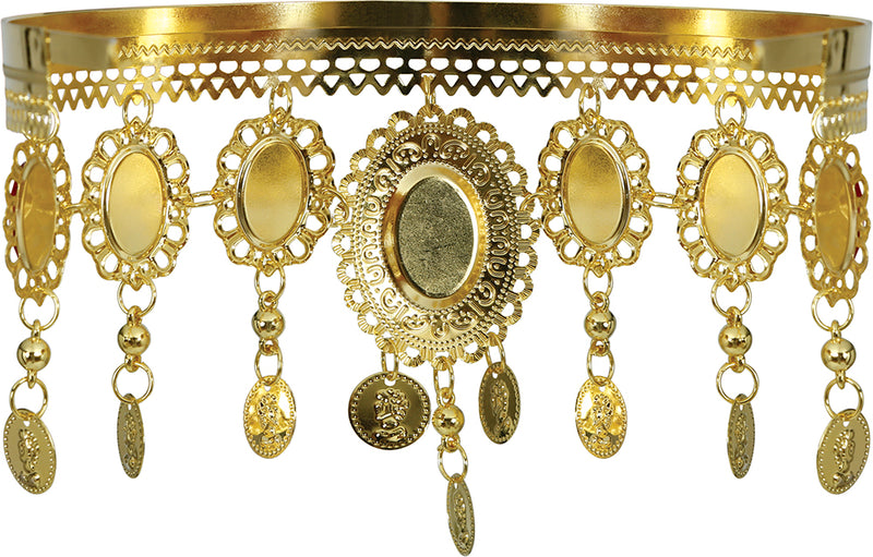 GOLD HEADPIECE WITH RED STONES, METAL