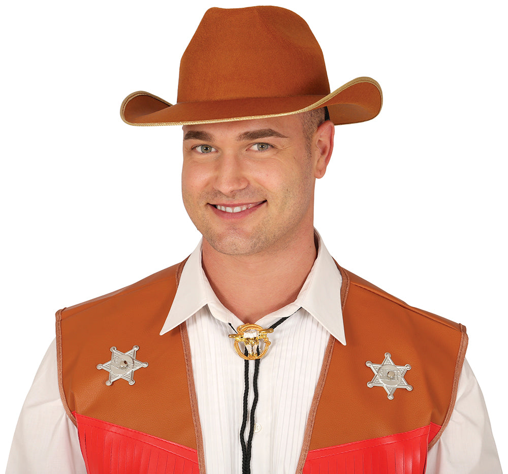 BROWN FELT COWBOY HAT