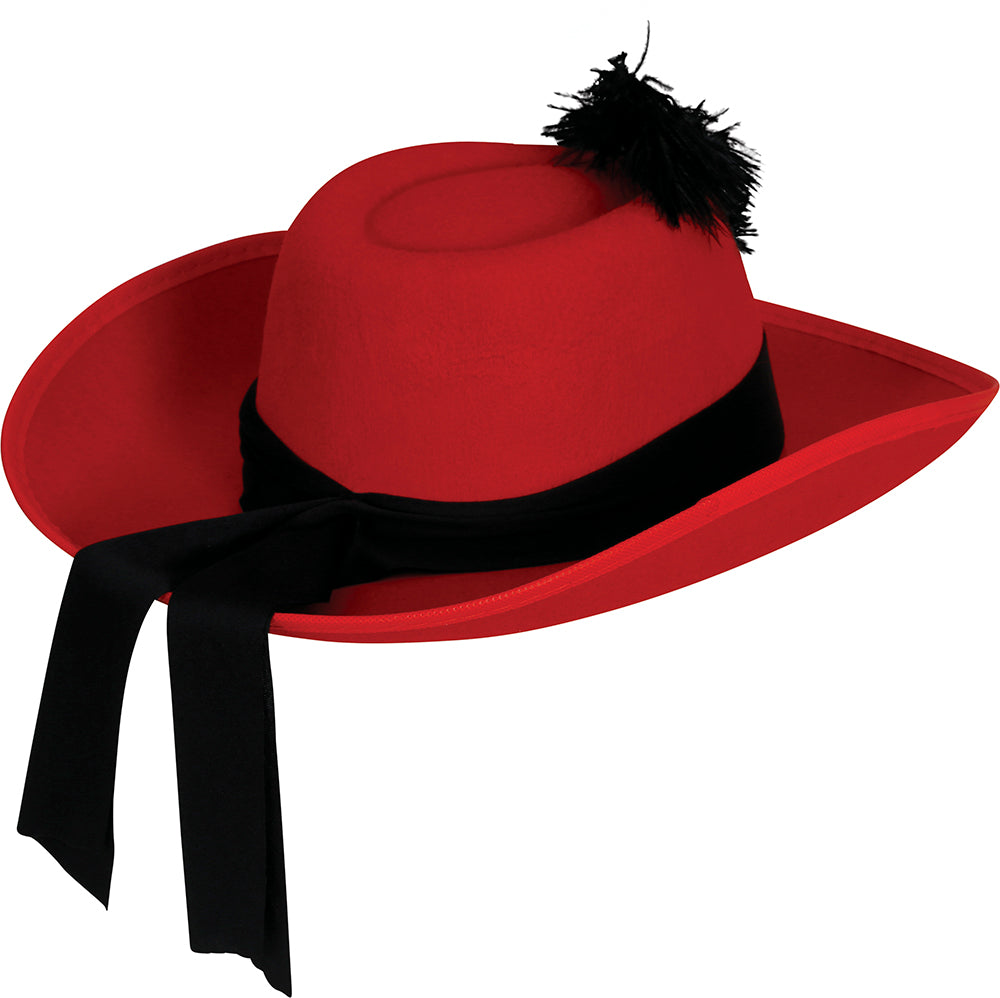 RED FELT MUSKETEER HAT