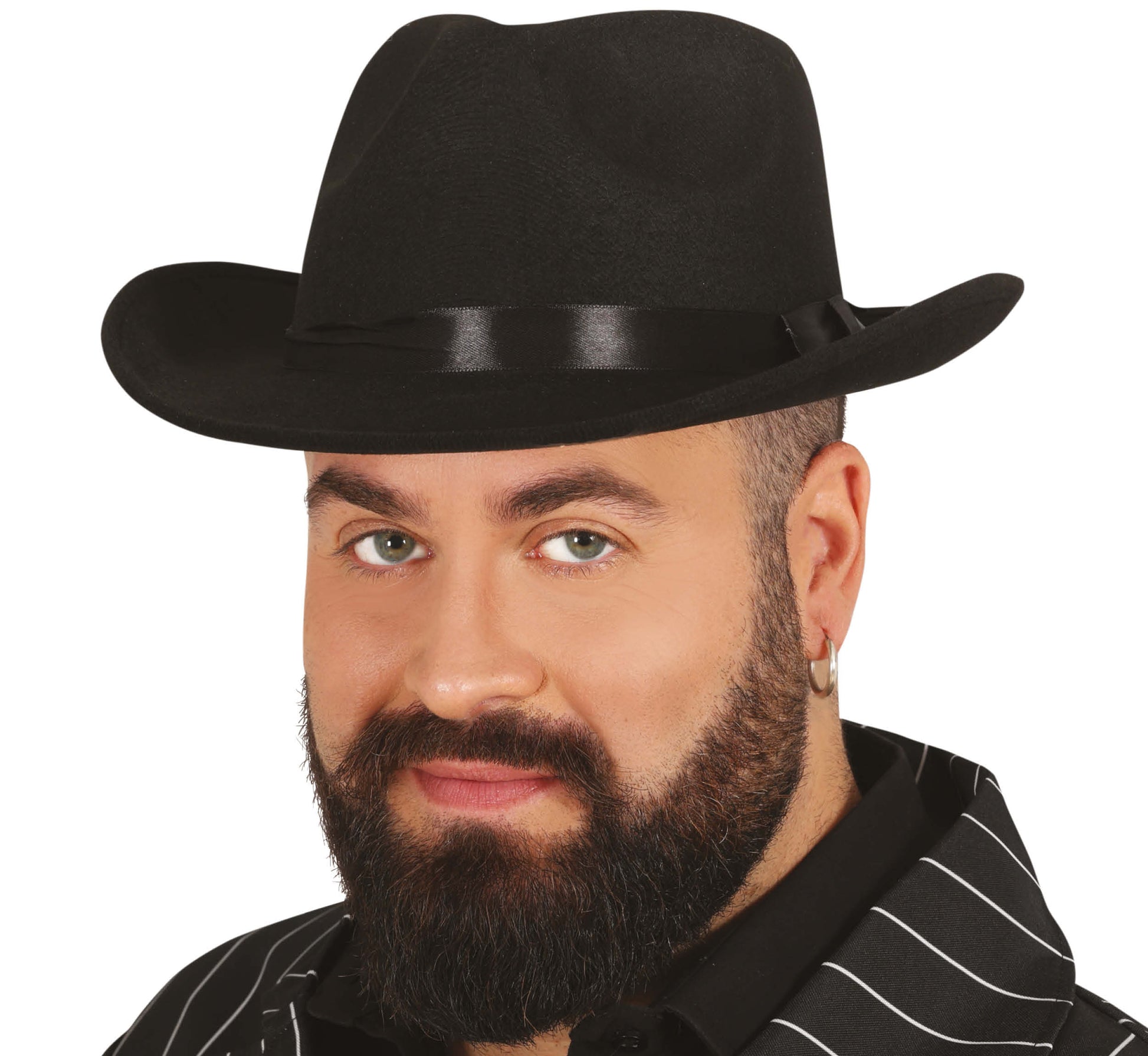 BLACK FABRIC GANGSTER HAT