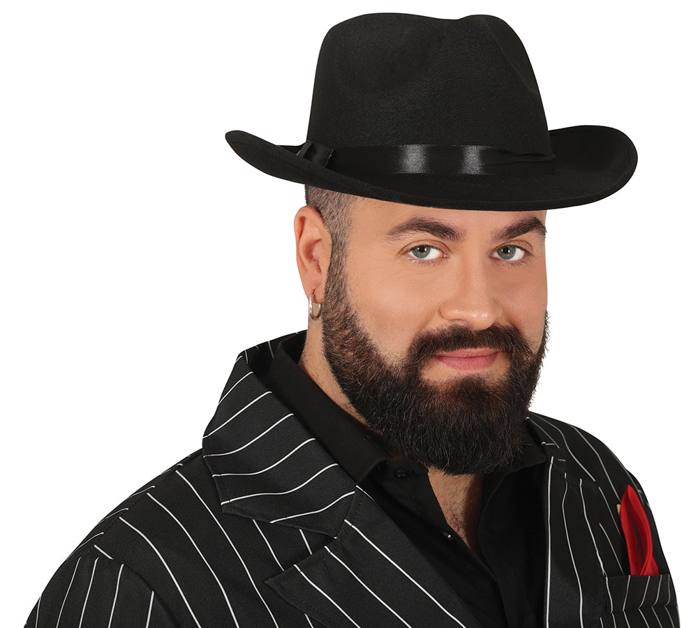 BLACK FABRIC GANGSTER HAT