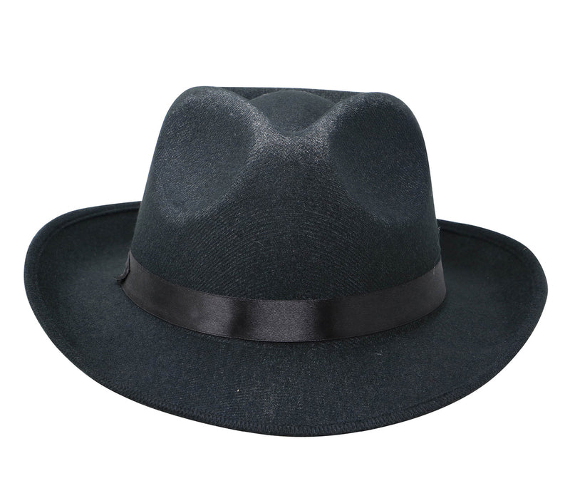 BLACK FABRIC GANGSTER HAT